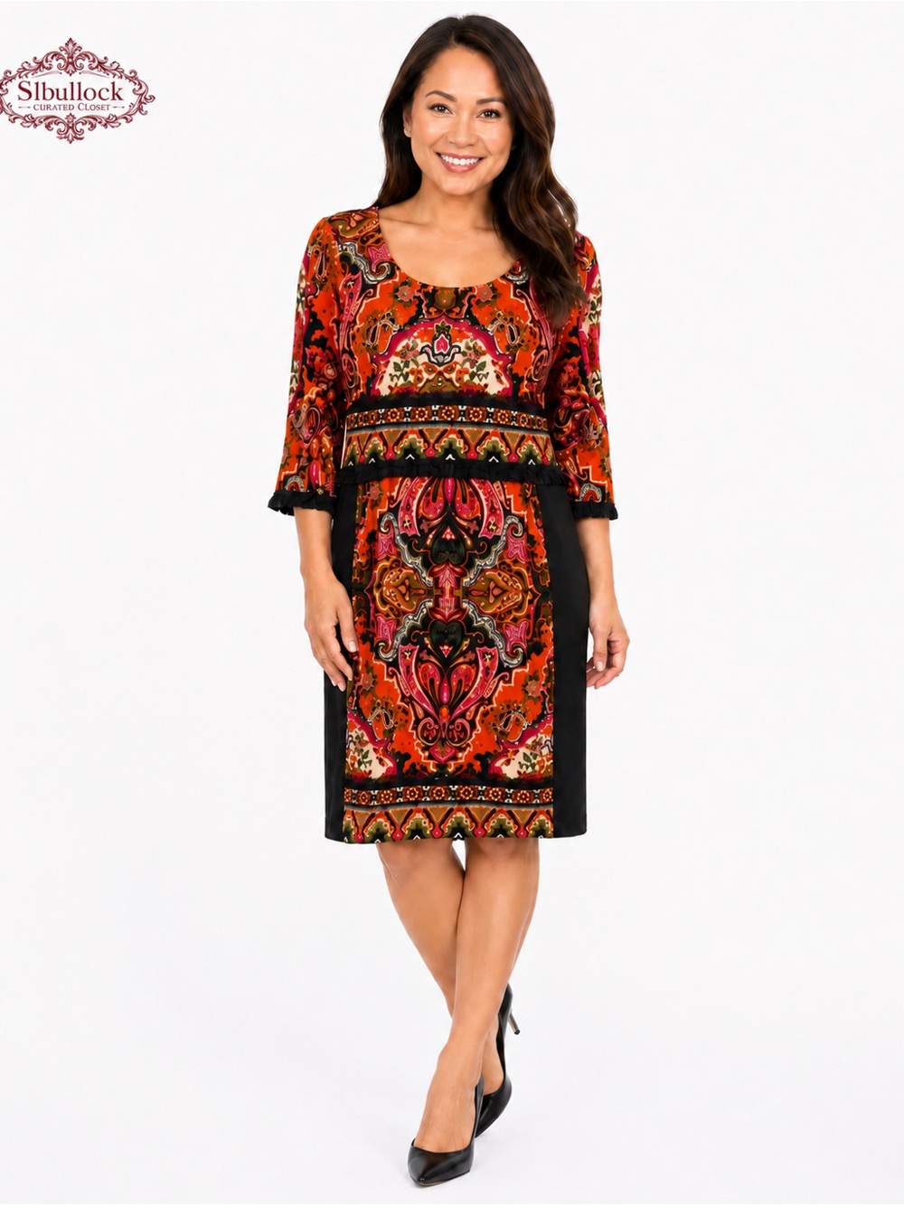 R5 Rabbit Rabbit Rabbit Petite Paisley Fringe Midi Dress Size 12P